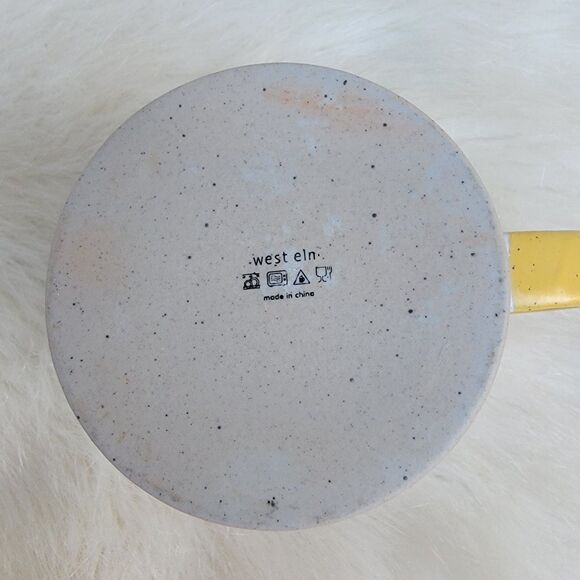 West Elm Wax Resist Monogram Coffee Mug Letter "A" Off Wht /tan /yel Stoneware - Picture 3 of 3